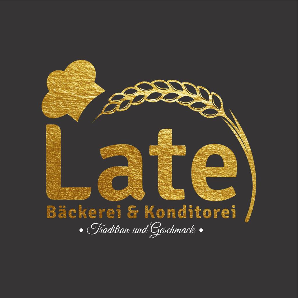 Logo der Late Bäckerei und Konditorei mit goldener Weizenähre